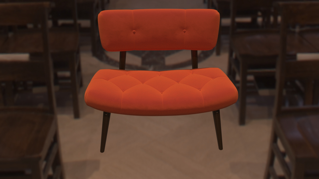 Chair rendered in an interior HDRI environment.