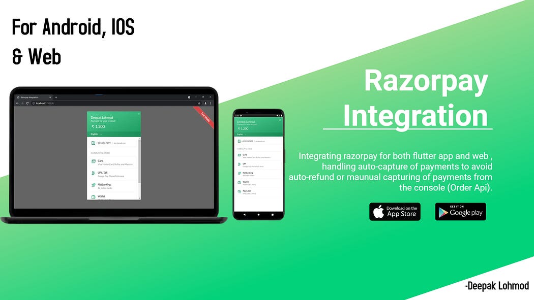 Adding Razorpay in flutter app and website, and auto capturing the payment by 2 different ways.