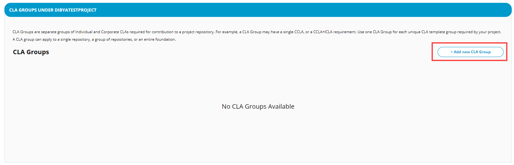 Add New CLA Group