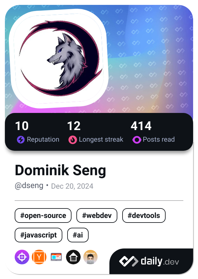 Dominik Seng's Dev Card