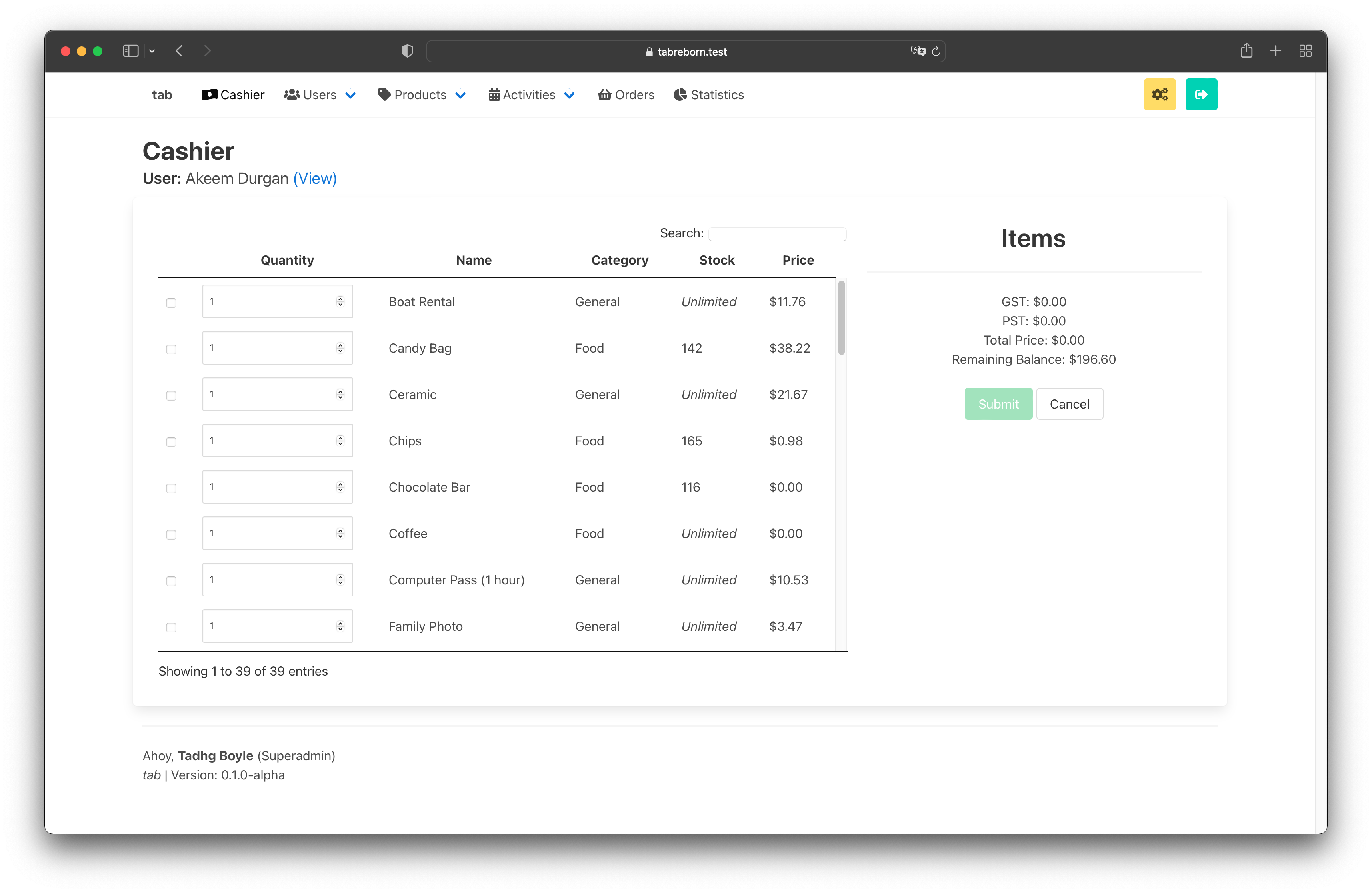 Second Cashier Page