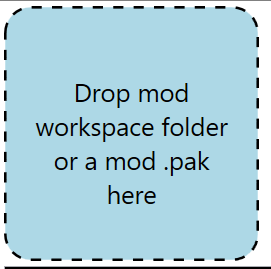 Screenshot of the 'Drop mod workspace folder or a mod .pak here' section of Multitool.