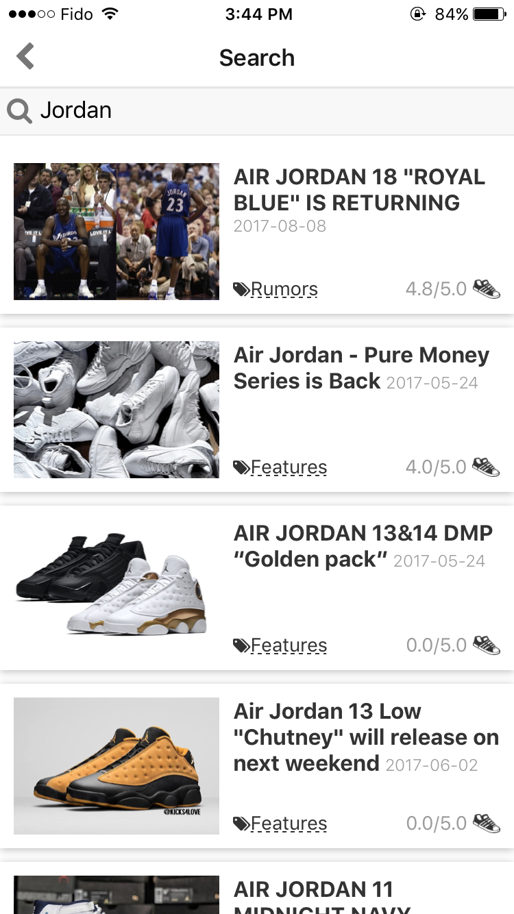 kicks4love app search