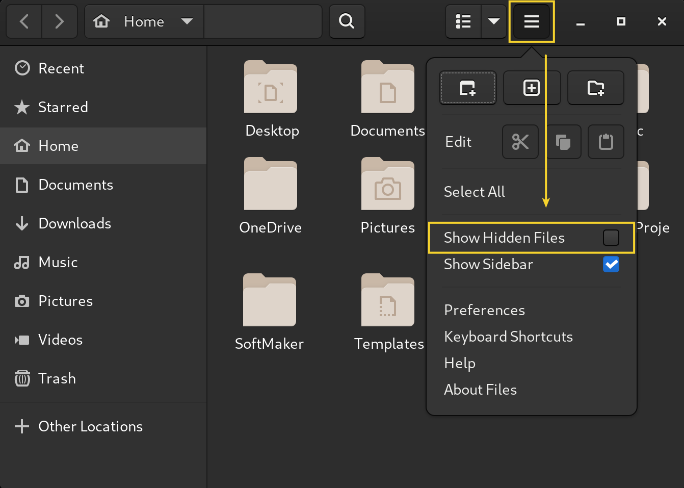 fedora hidden files