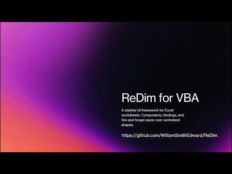 ReDim: A UI Framework for Excel VBA - video