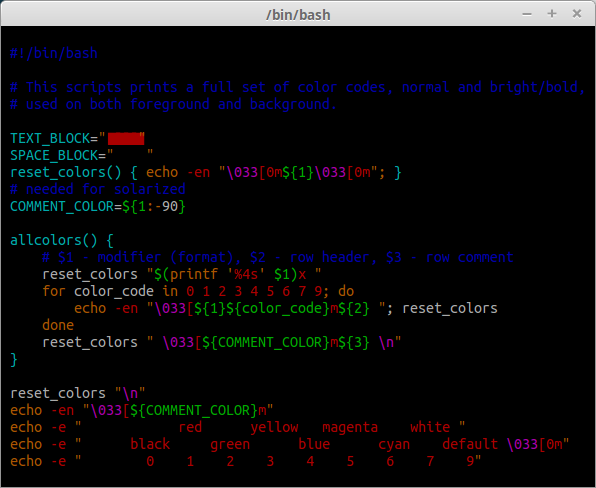 Accent colors example - linux console