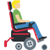 Man in motorized wheelchair facing right: medium-light skin tone