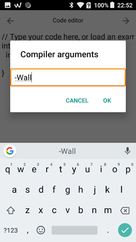 Compiler arguments