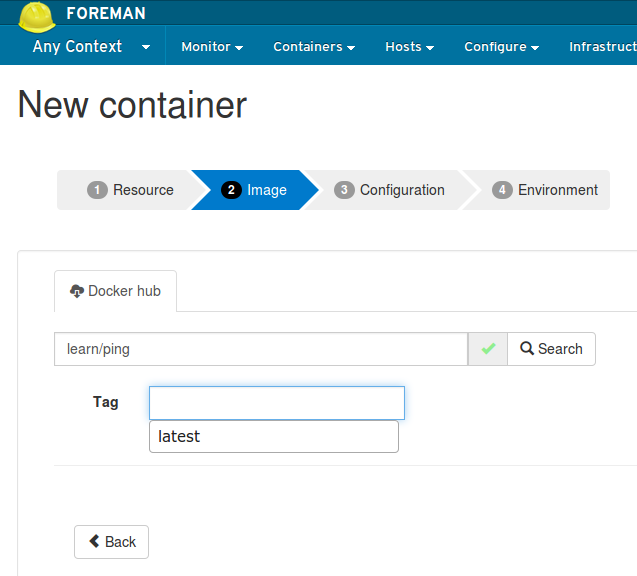 Select a docker image