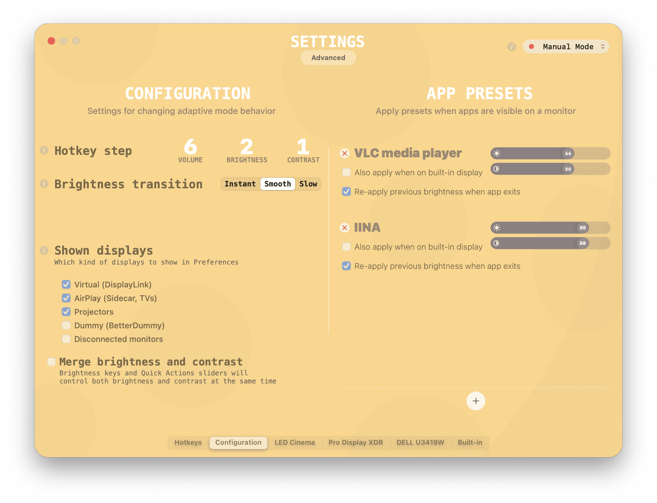 Configuration page