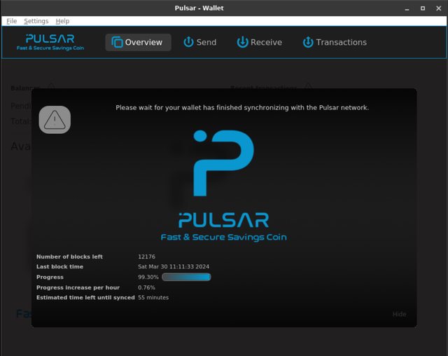 Pulsar wallet downloading new blocks created after the snapshot