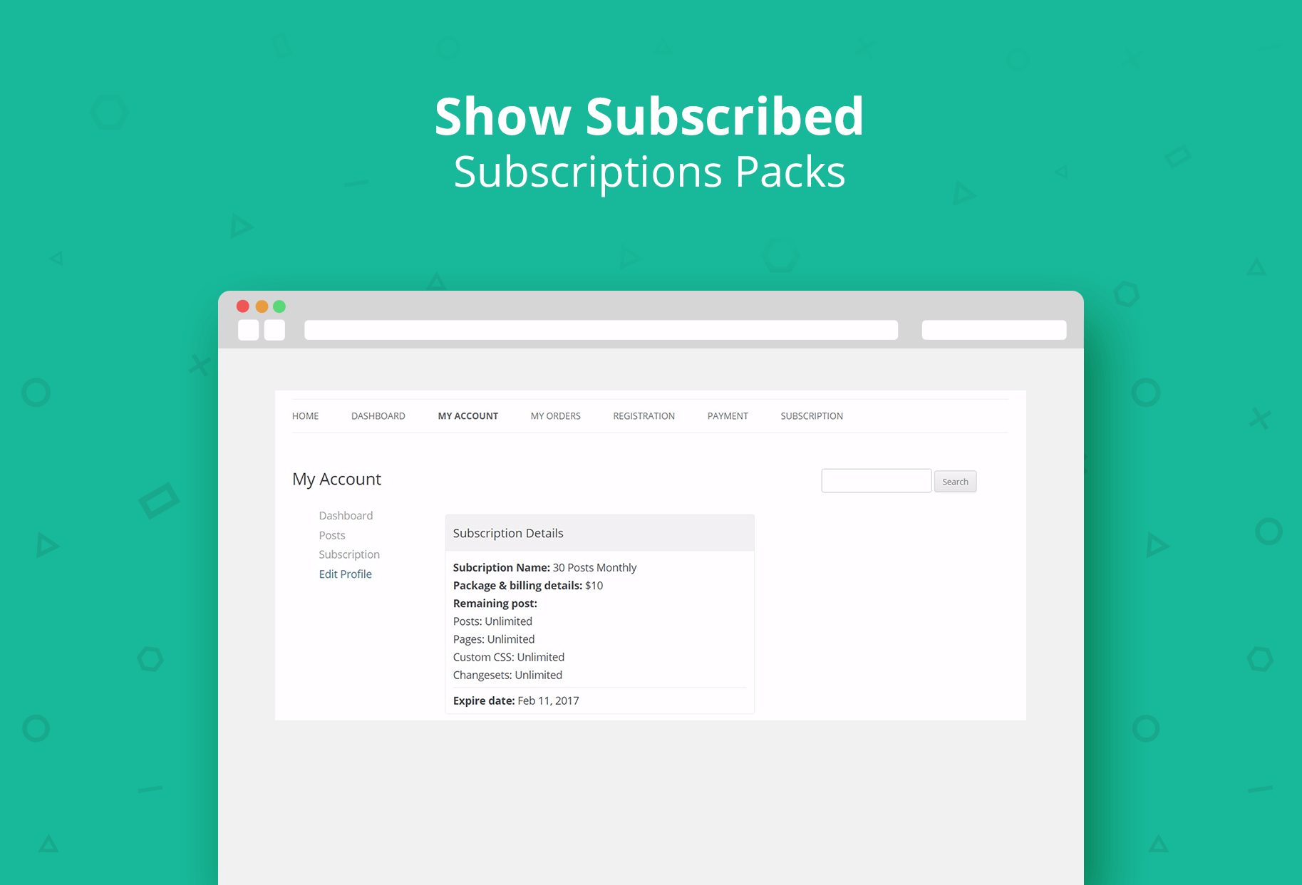 Subscription Packs in a Page 