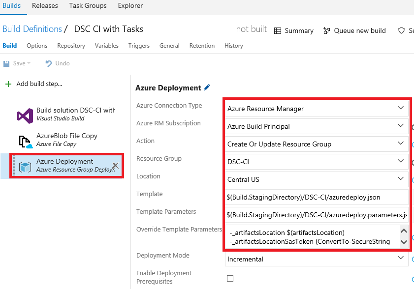 Azure Resource Group Deployment Task