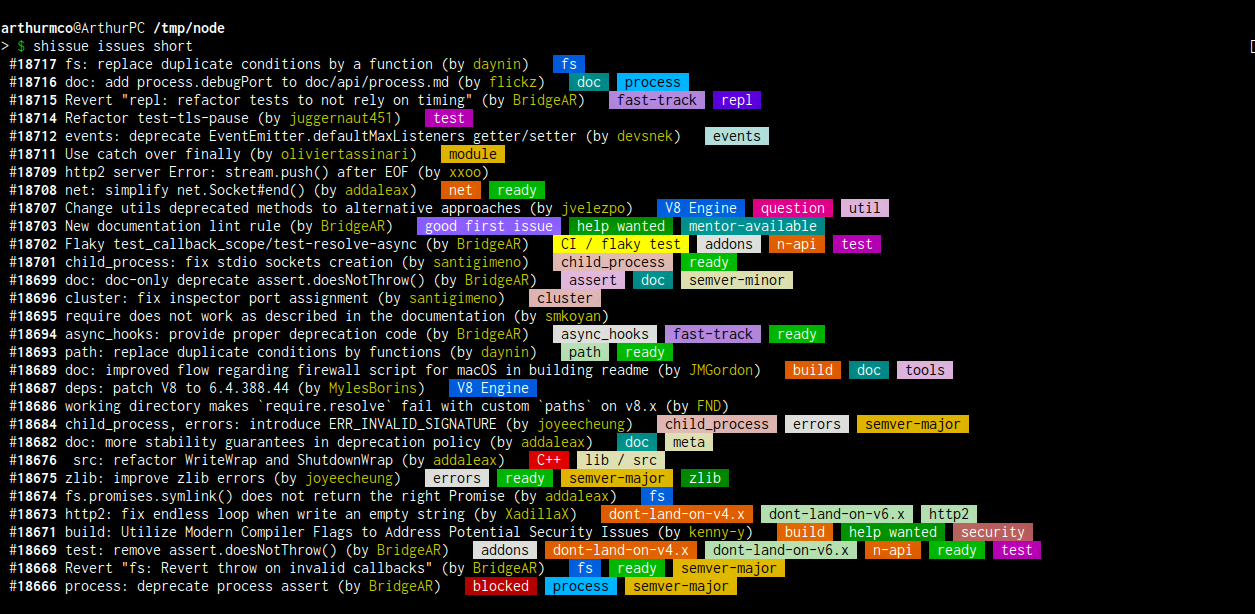 shissue @ node.js