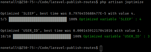 php artisan joptimize output
