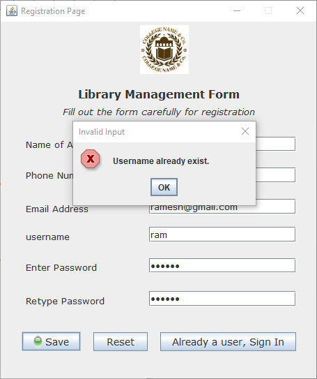 Registration Page