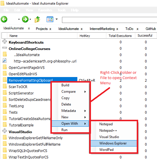 Ideal Automate Explorer Context Menus