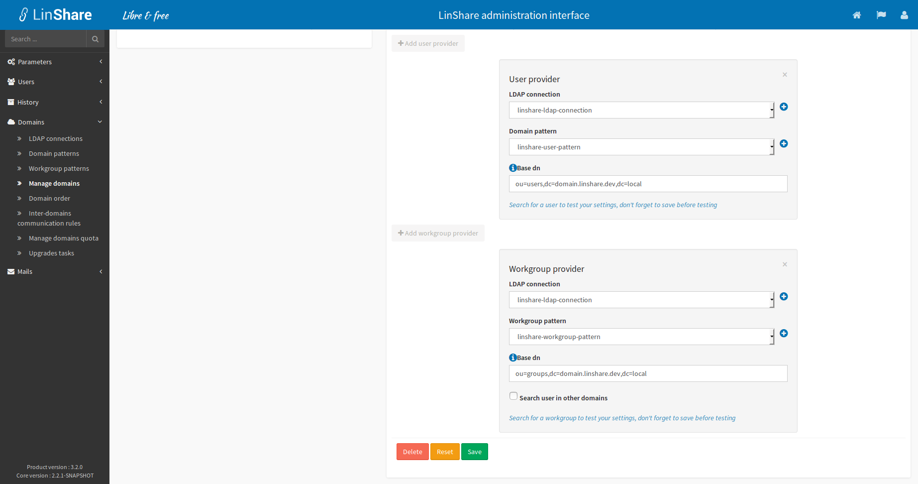 Configure domain workgroup provider[SCREENSHOT]