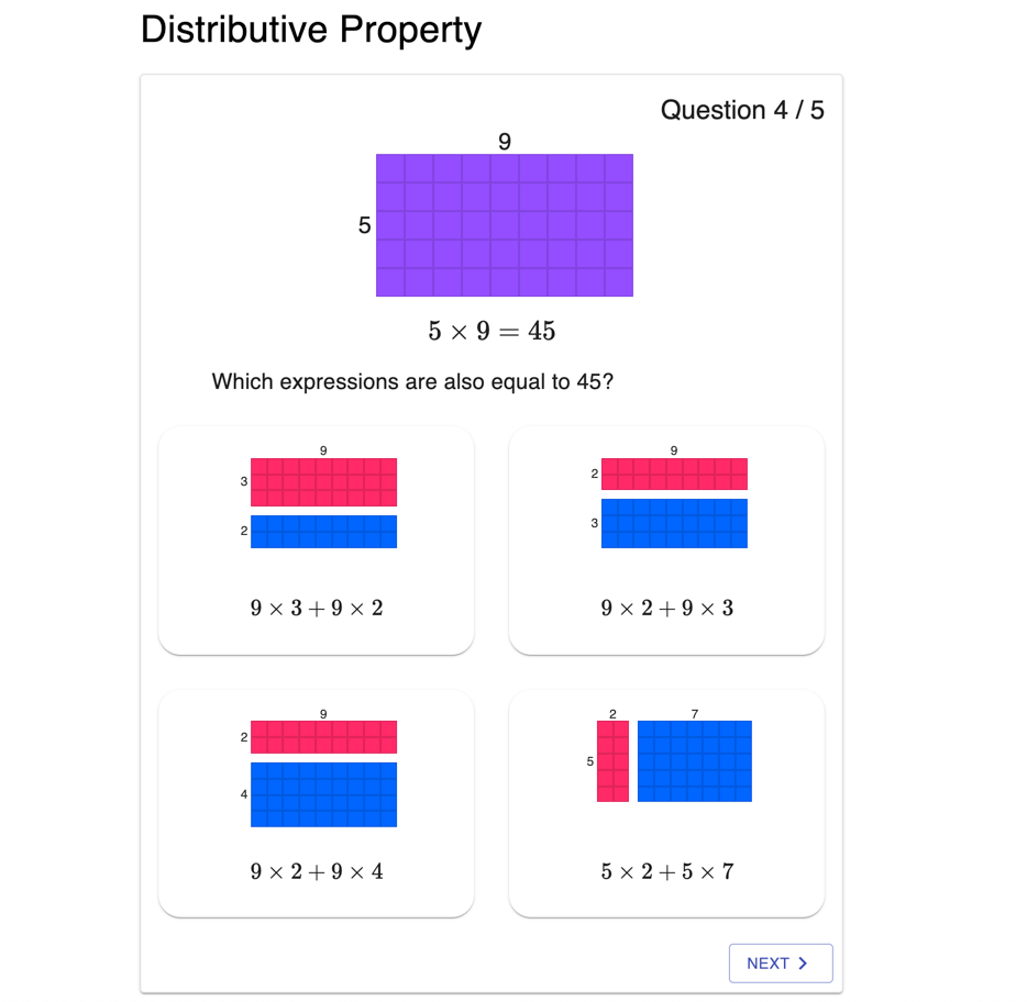 Screenshot of Distributive Property Widget