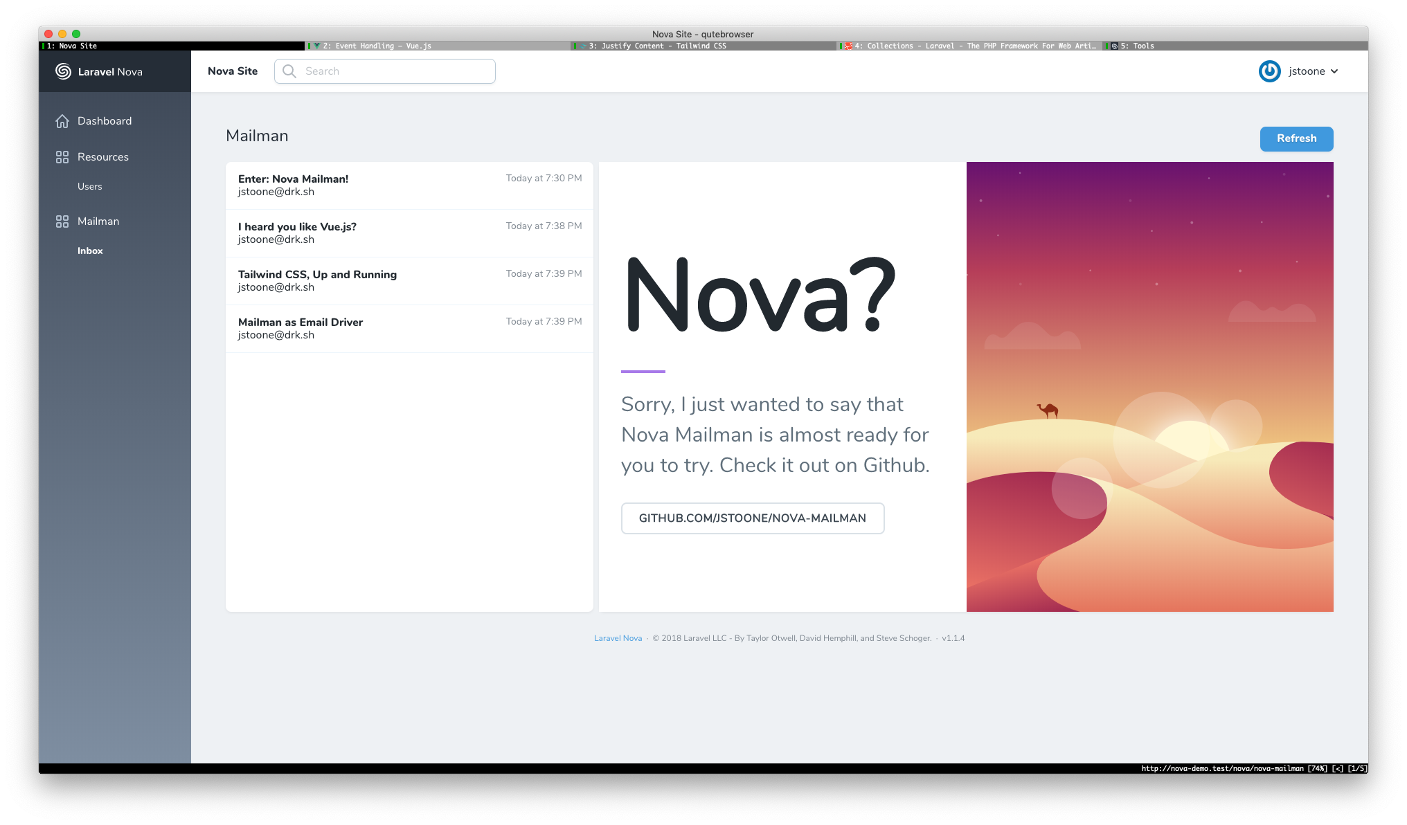 Screenshot of Nova Mailman