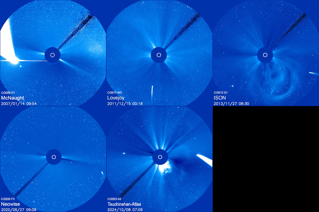 2024-10-10 Five Bright Comets from SOHO NASA