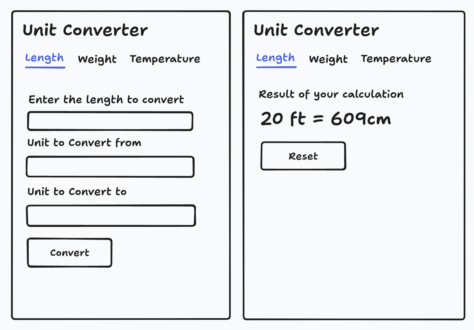 Unit converter wireframe