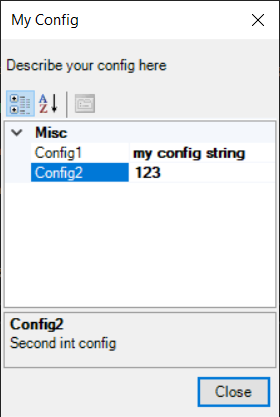 Edit config form