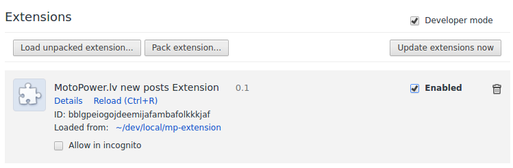 Extension enabled