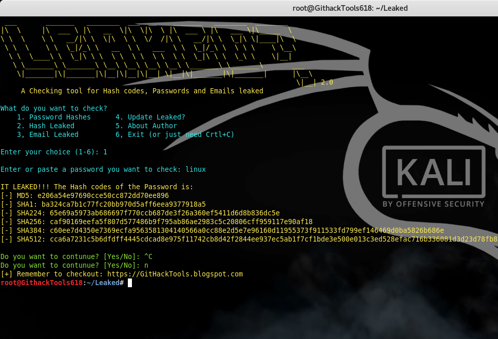 Run Leaked? in Kali Linux