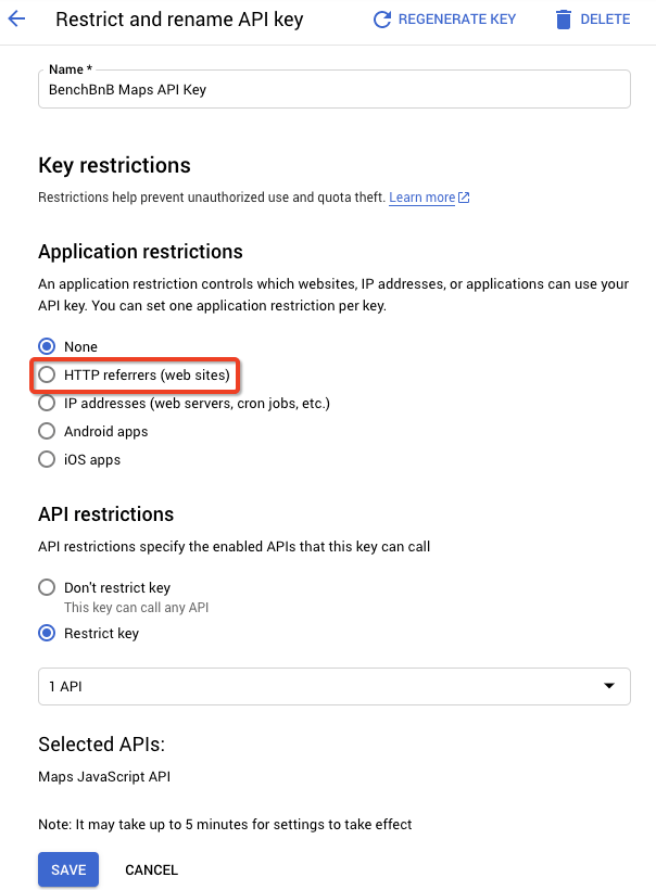 How to restrict API key to specific websites