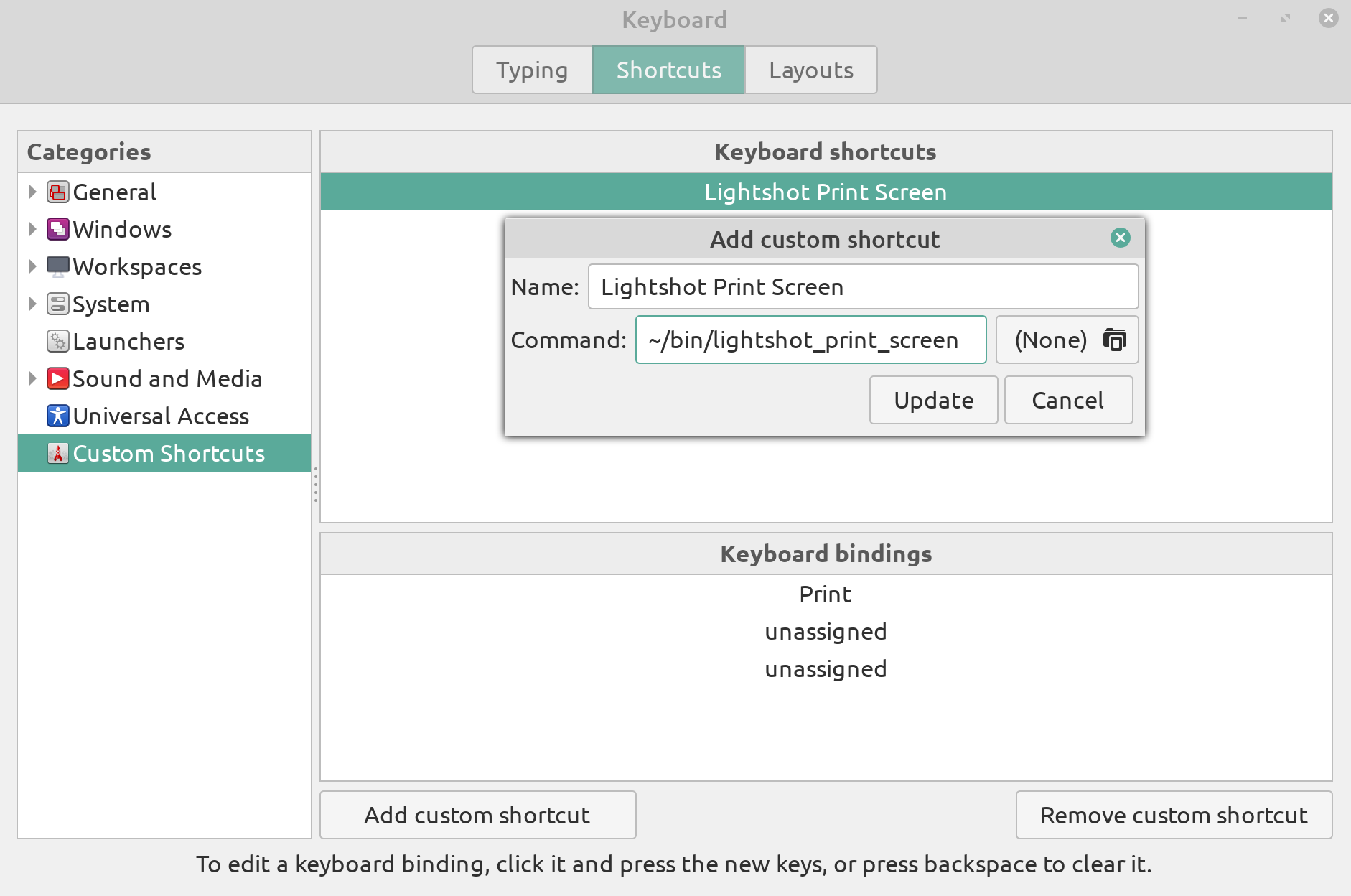 Screenshot from Linux Mint Cinnamon keyboard settings