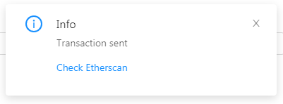 Information message with Etherscan link