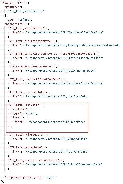 Example of repeatable EDI items in the same position