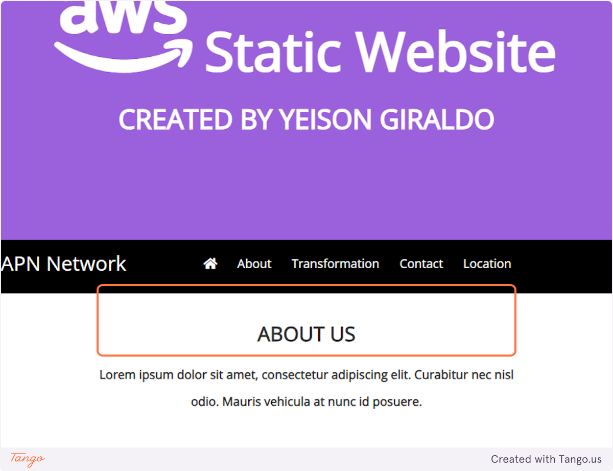 Return to the web browser tab with the static website and refresh the page.