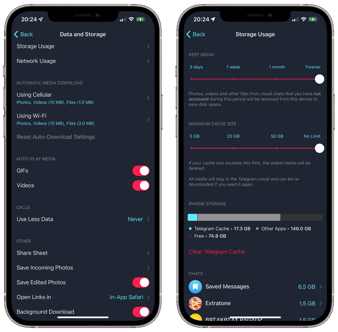 Storage Management - Telegram for iOS