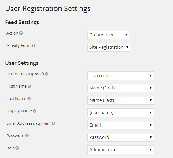 User Settings Setup