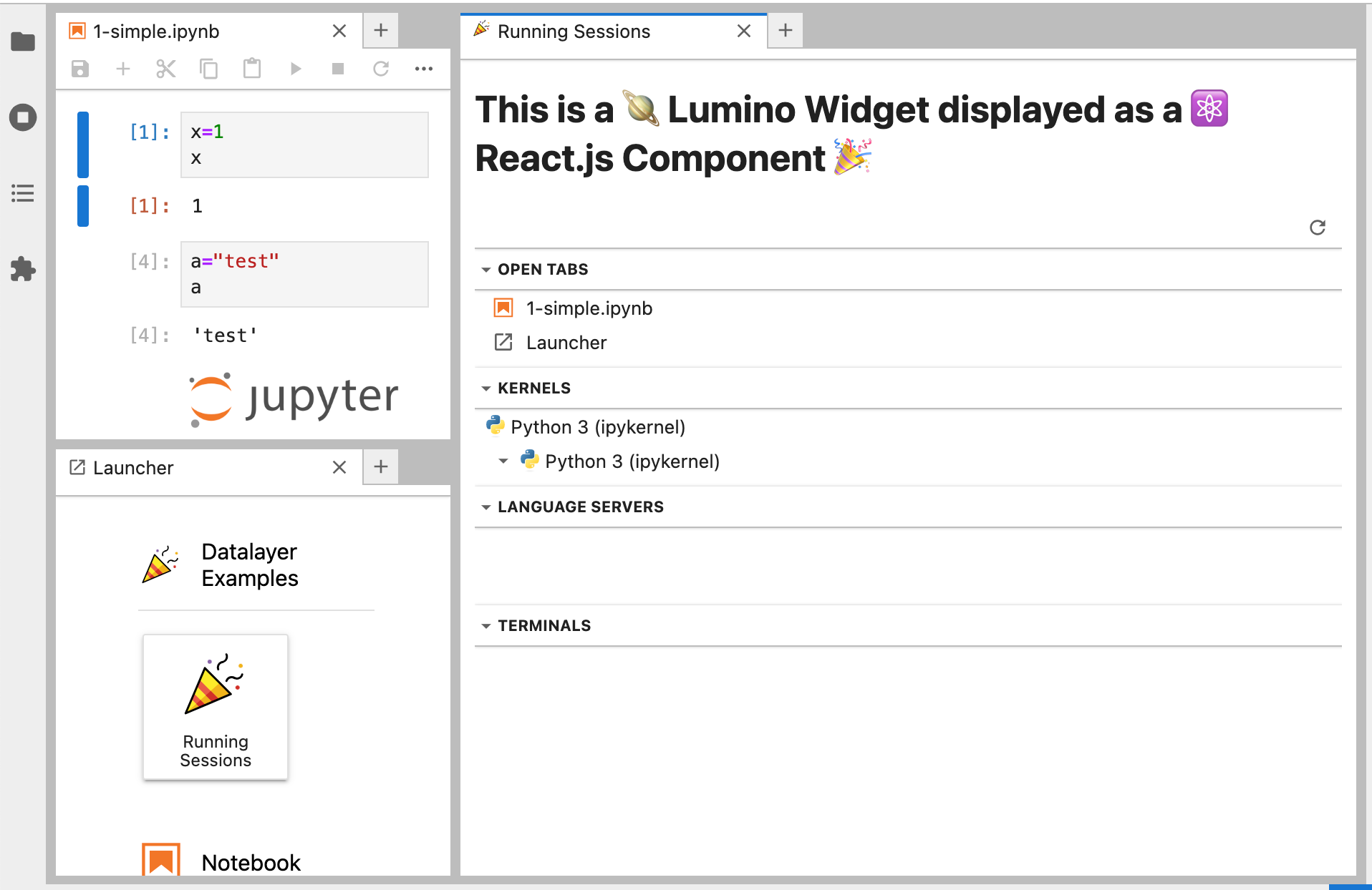 JupyterLab Running Sessions