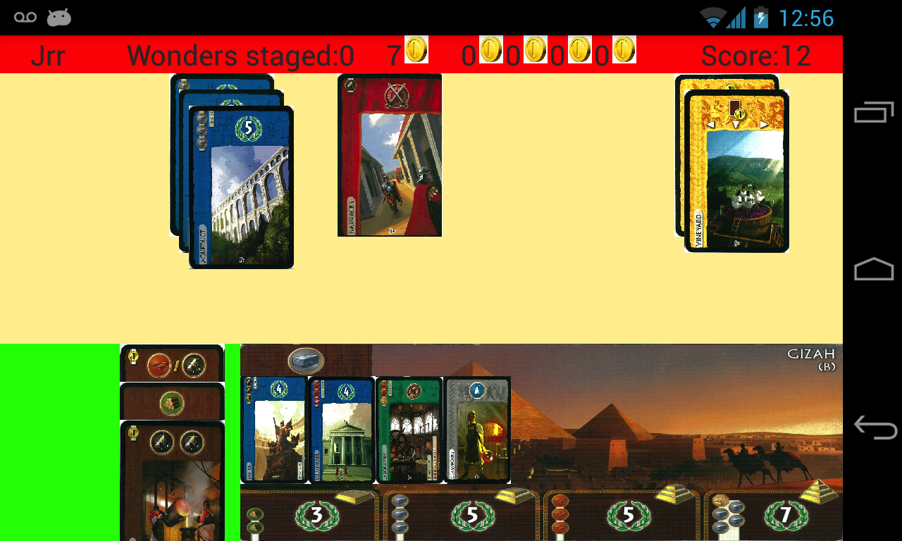 Multiple ressources and civil card are stacked in the player's tableau