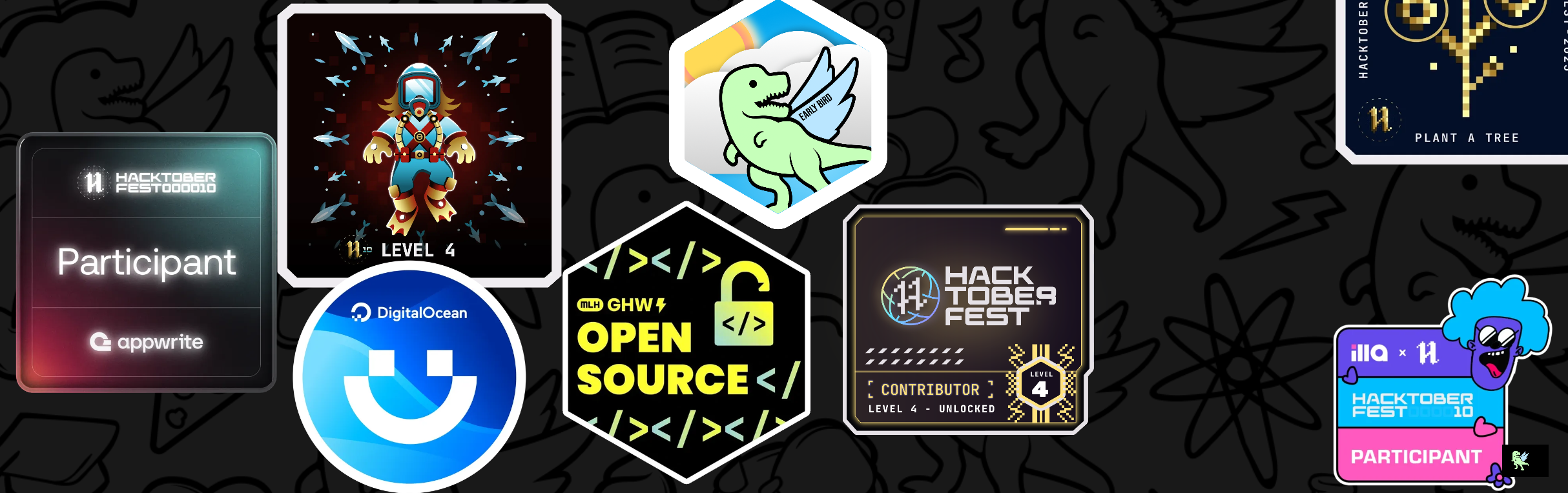 An image of @somansabeel's Holopin badges, which is a link to view their full Holopin profile