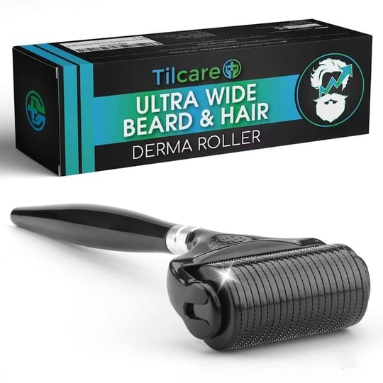 beard-and-hair-ultra-wide-derma-roller-1pack-by-tilcare-sterile-1200-grade-a-titanium-microneedles-t-1