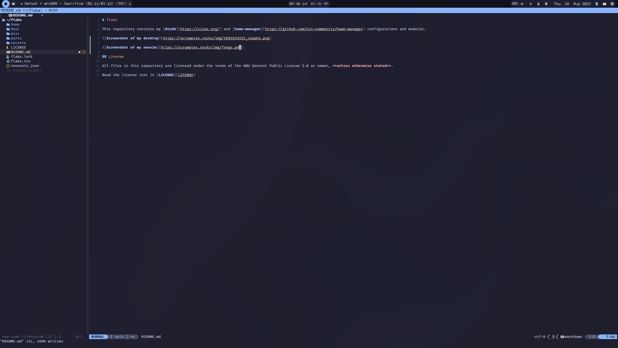 Screenshot of my neovim