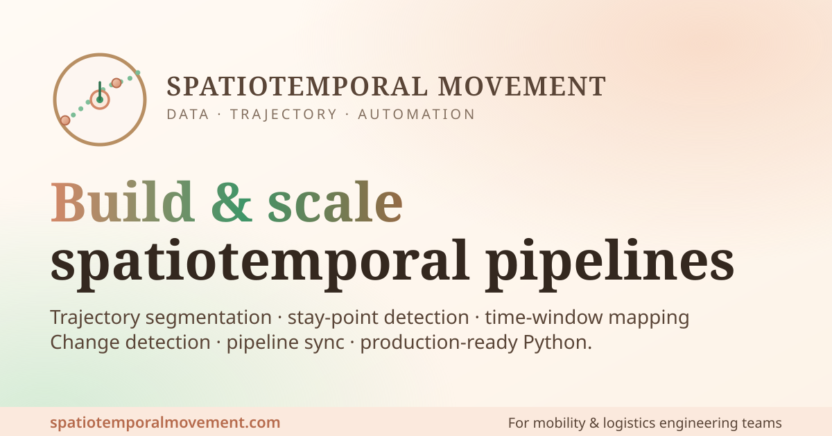 Spatiotemporal Movement — production-ready spatiotemporal movement data engineering