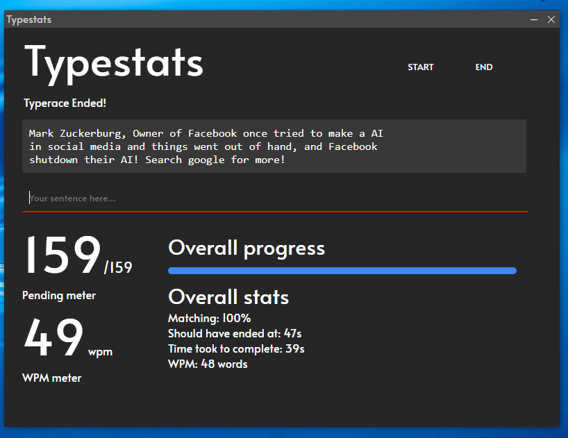 Preview of Typestats App