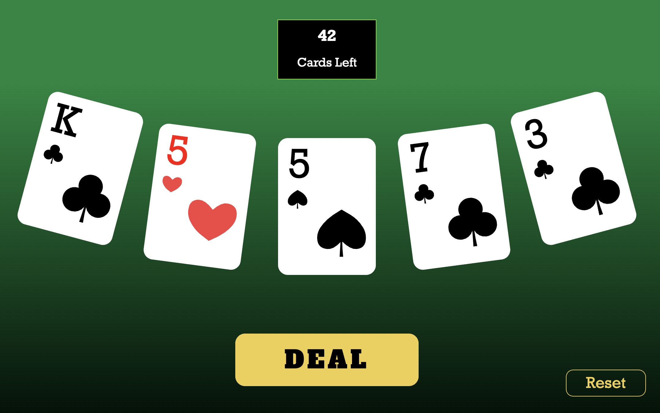 GitHub - toshvelaga/cardgame: Deck of Playing Cards Application: web ...