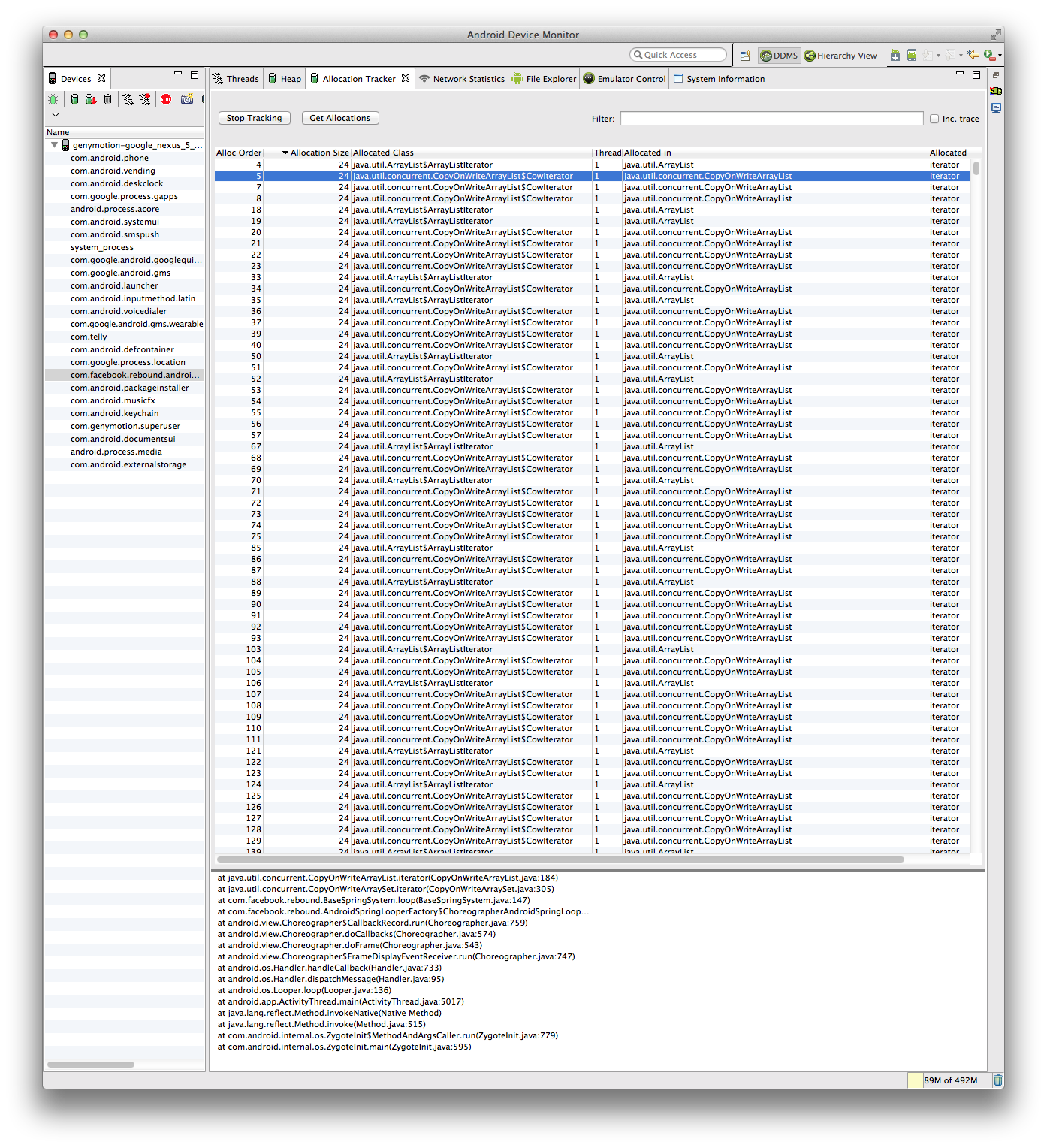 Iterator allocations