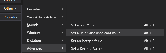Set a VoiceAttack Boolean Variable