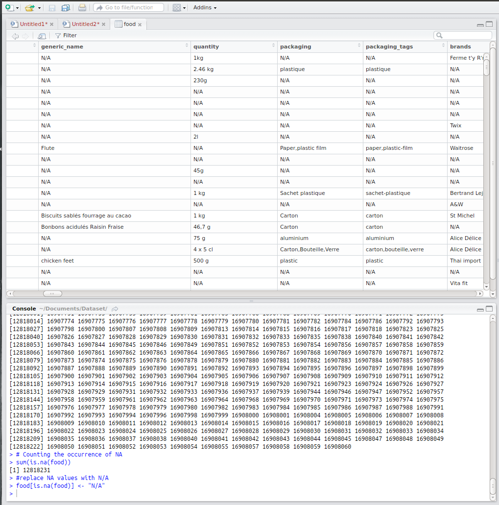 Dataset after replacement