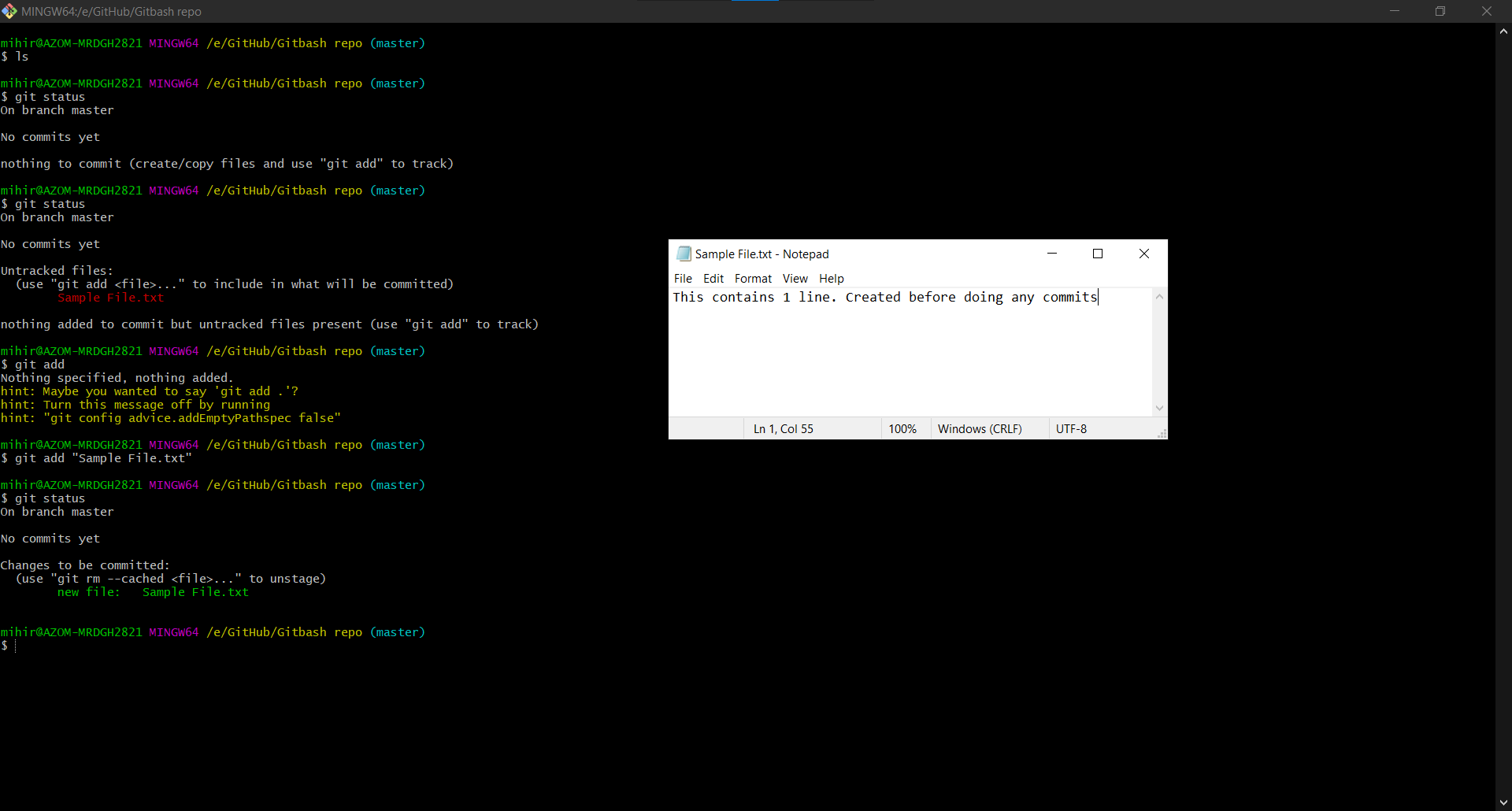 GitBash Repo with sample txt file