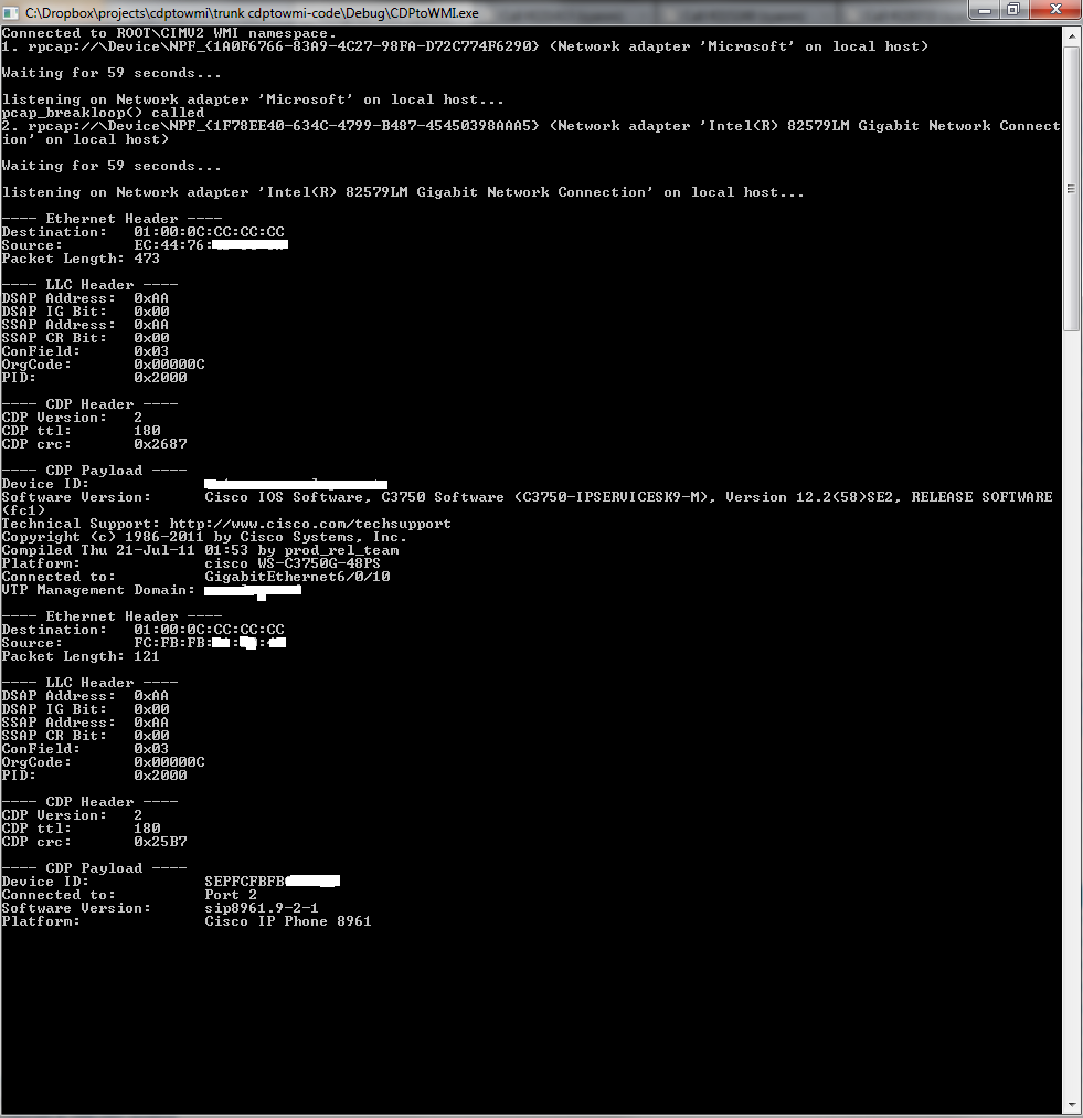 CDPtoWMI Console Output