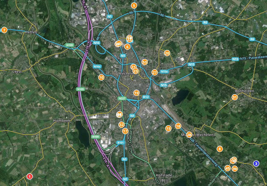 Road Events Data map markers